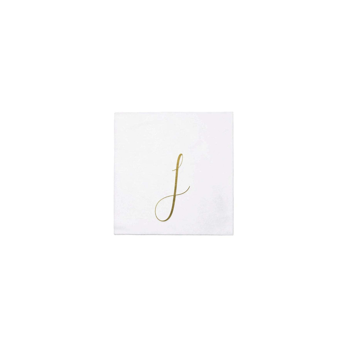 Pack of twenty gold monogram cocktail napkins made from absorbent spunlace paper.