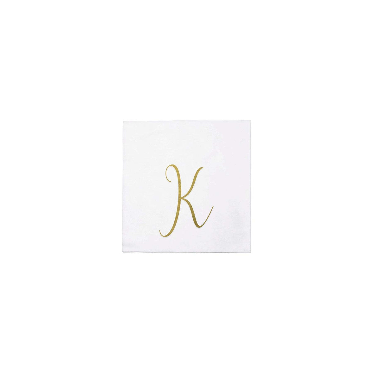 Pack of twenty gold monogram cocktail napkins folded in spunlace paper.