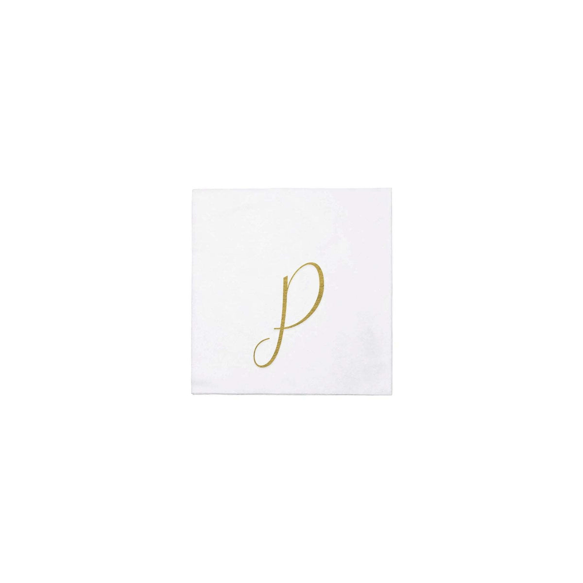 Pack of twenty gold monogram cocktail napkins made from spunlace paper.