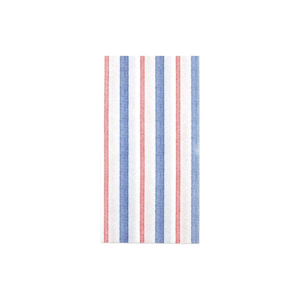 Pack of twenty spunlace paper guest towels featuring an Americana stripe pattern in red, white, and blue.