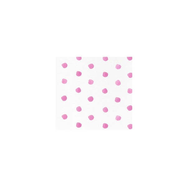 Pink dot-patterned spunlace cocktail napkins folded into a square shape.
