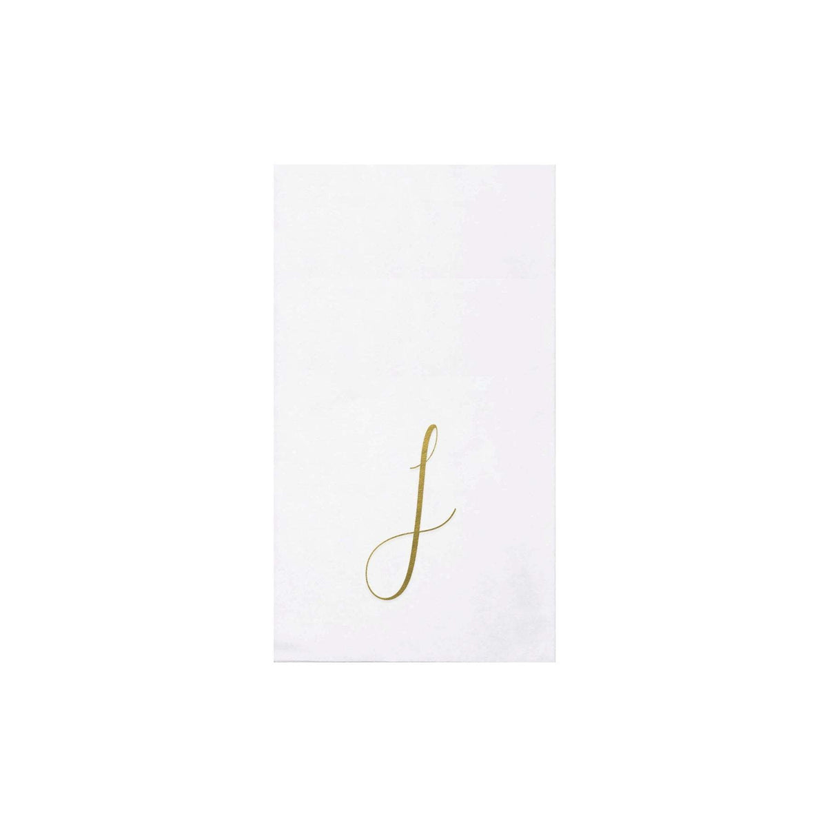 Folded gold monogram guest towels made from spunlace paper material.