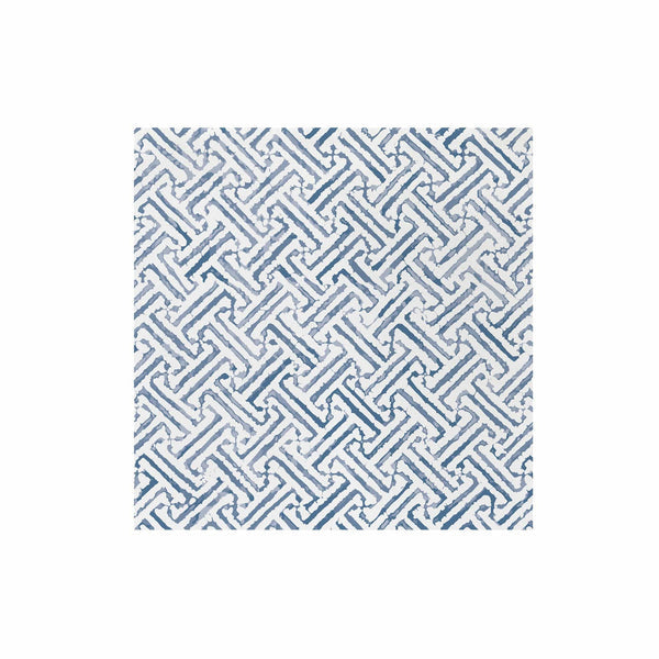 Blue Greek key pattern spunlace paper dinner napkins folded square
