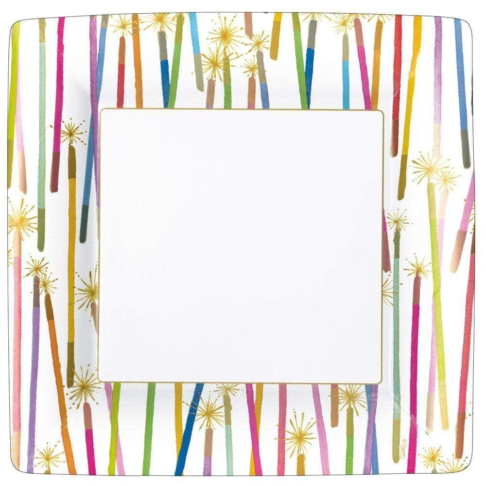 Square paper dinner plates with museum artwork print on durable board