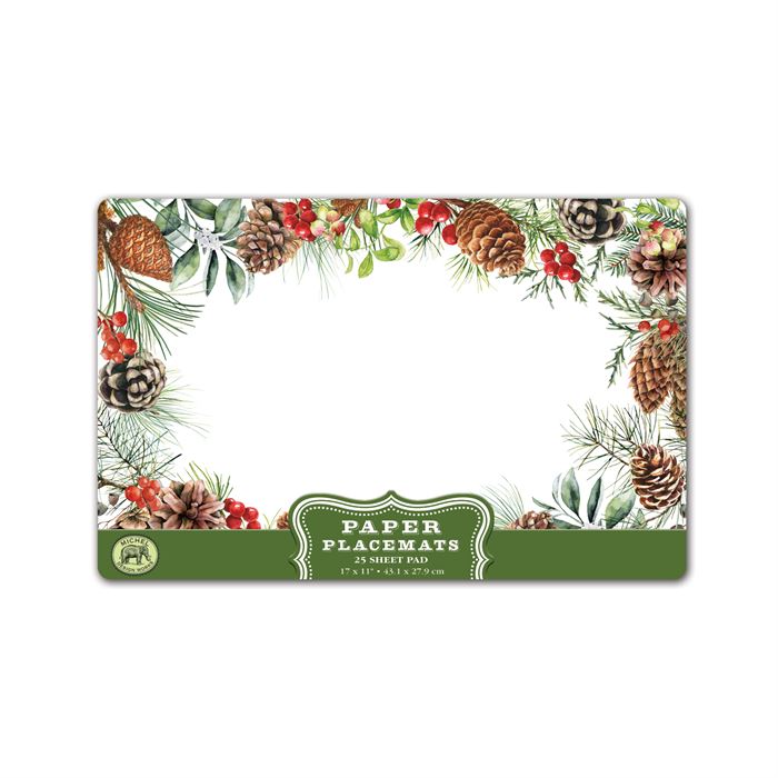 Fall Harvest paper placemats with soy-based ink featuring a seasonal leaf pattern on heavy tear-off sheets.