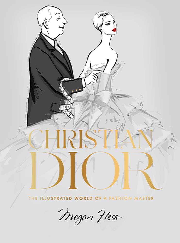 Hardback book titled Christian Dior by Megan Hess featuring ribbon closure