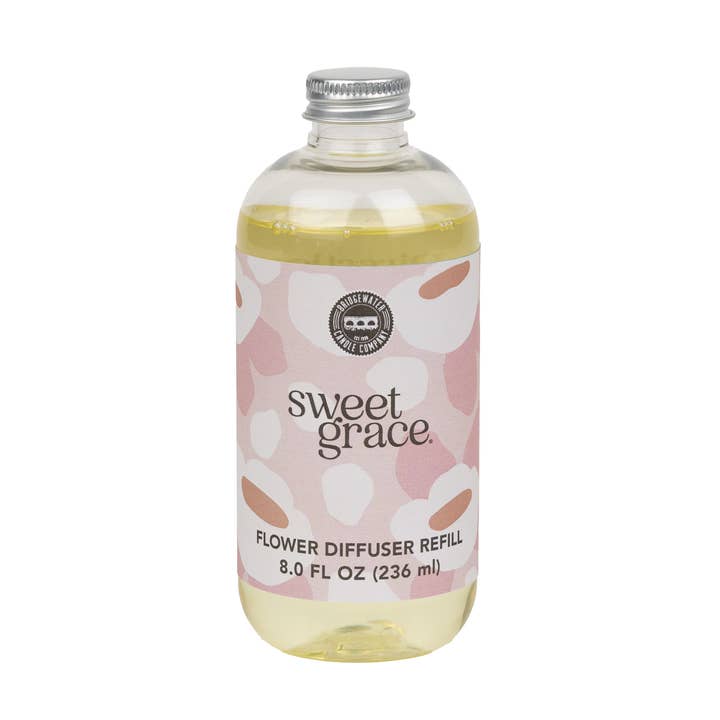 Sweet Grace Dye-Free fragrance refill oil bottle with warm golden liquid inside.