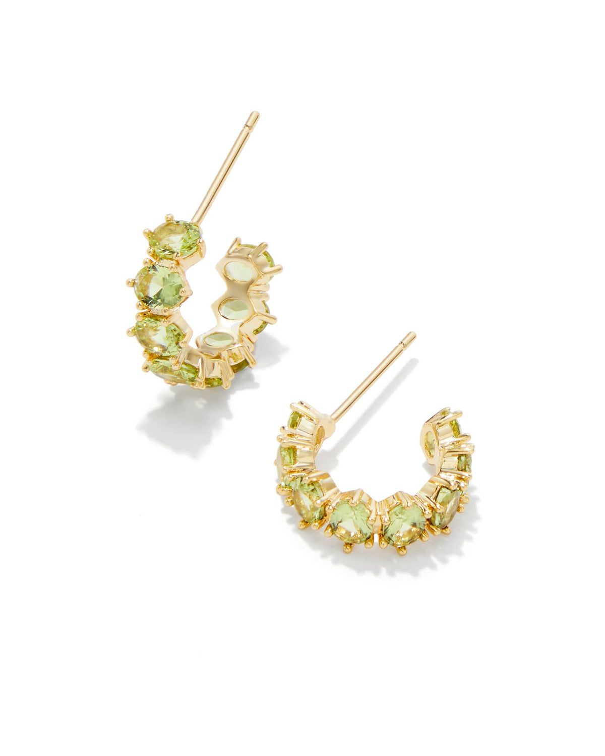 Cailin crystal huggie earrings with earpost closure in clear faceted stones.