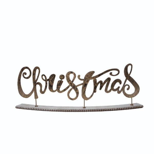 Metal and wood beaded Christmas tree topper with a natural branch silhouette.