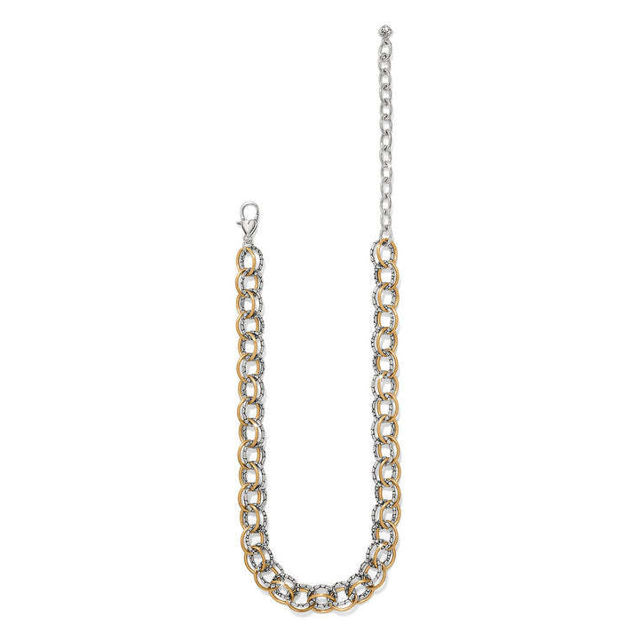 Two-tone silver and gold oval link necklace with lobster claw closure