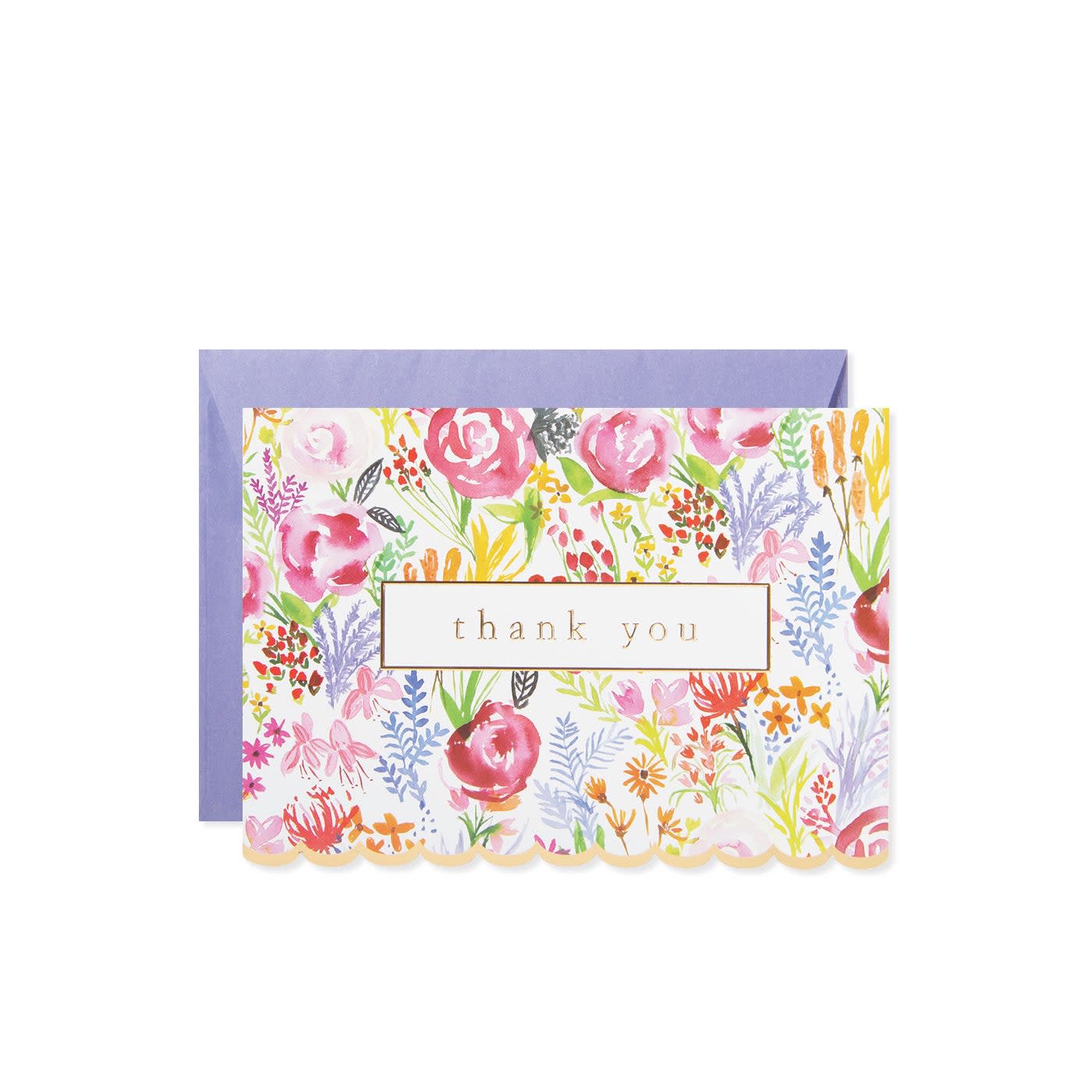 White thank you card with floral border pattern and text 'I am truly grateful' on page three.