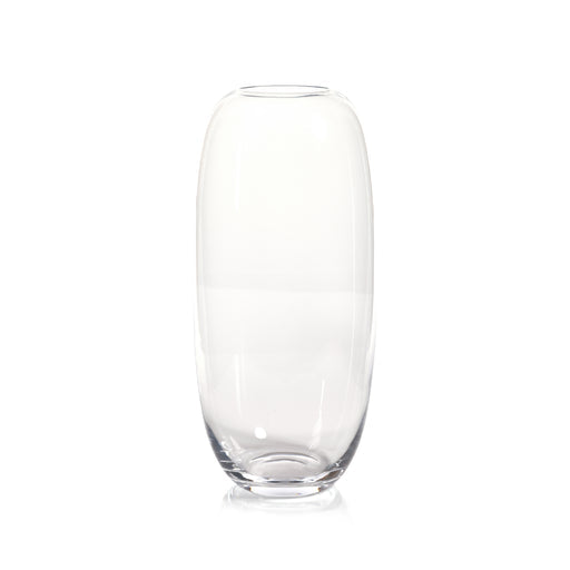 Olympus blown glass vase with a clear transparent finish and organic bulbous silhouette.