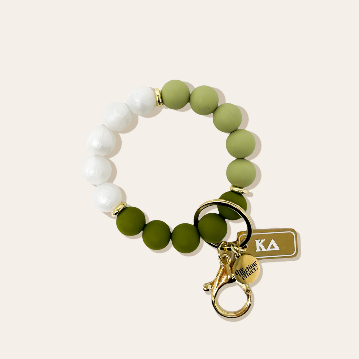 Black Sorority Hands-Free Keychain Wristlet with silver hardware