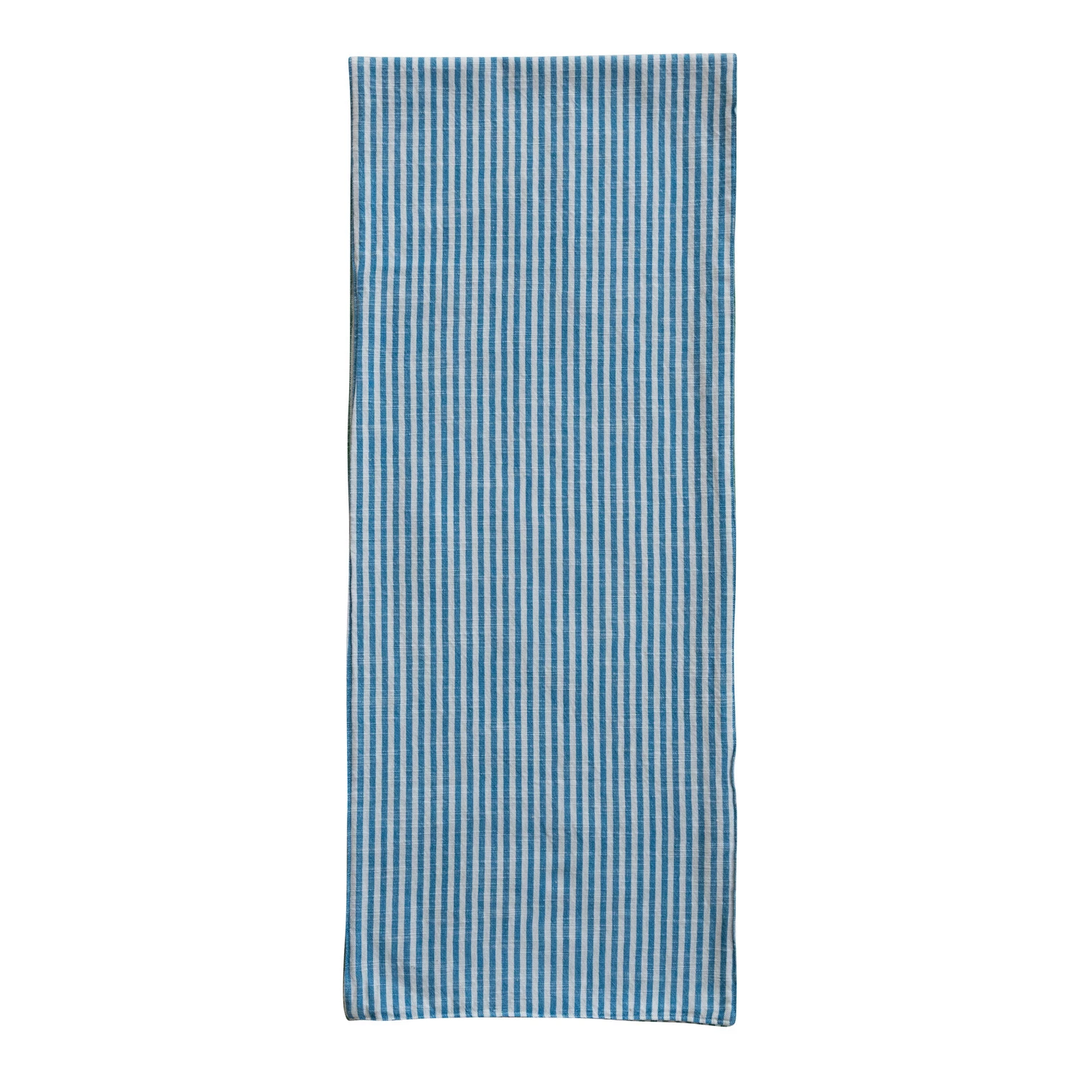 Woven Cotton Two-Sided Striped Table Runner