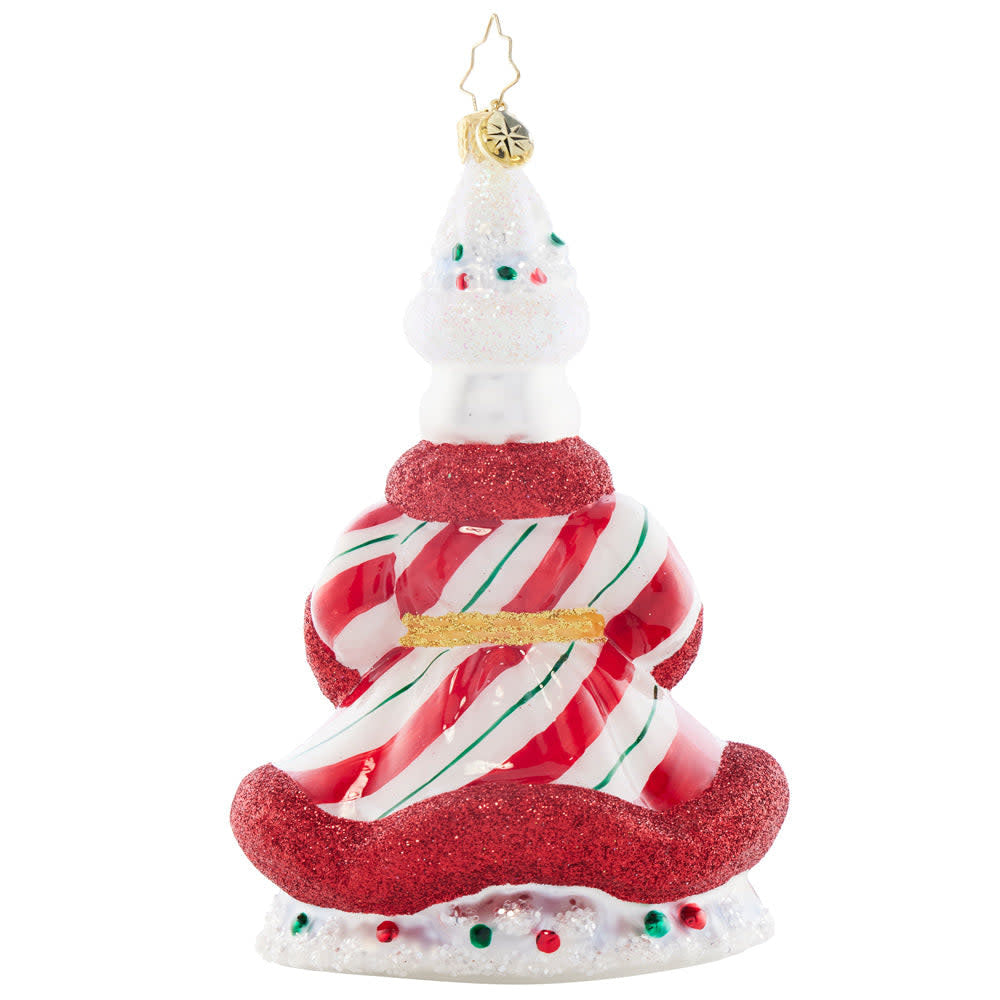 Small snowman ornament with peppermint sparkle finish