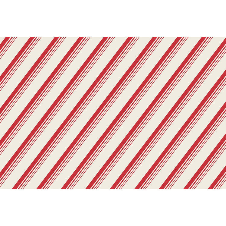 Set of two padded paper placemats with a peppermint green and white striped pattern.