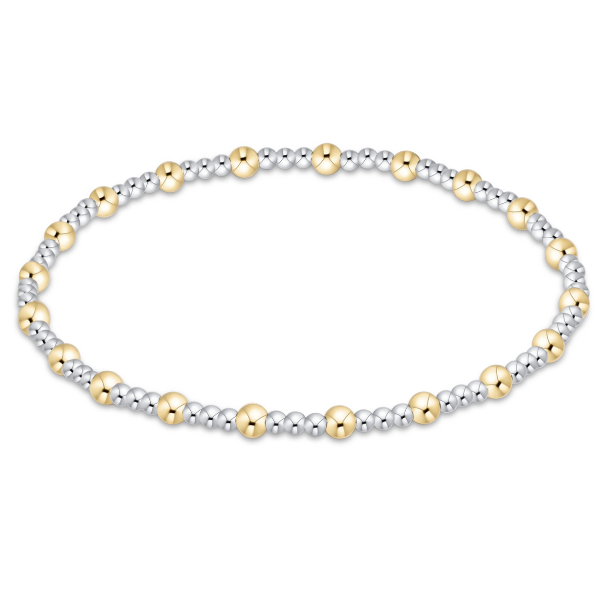 Sincerity Mixed Metal 3mm Bracelet with alternating sterling silver and 14kt gold-filled beads.