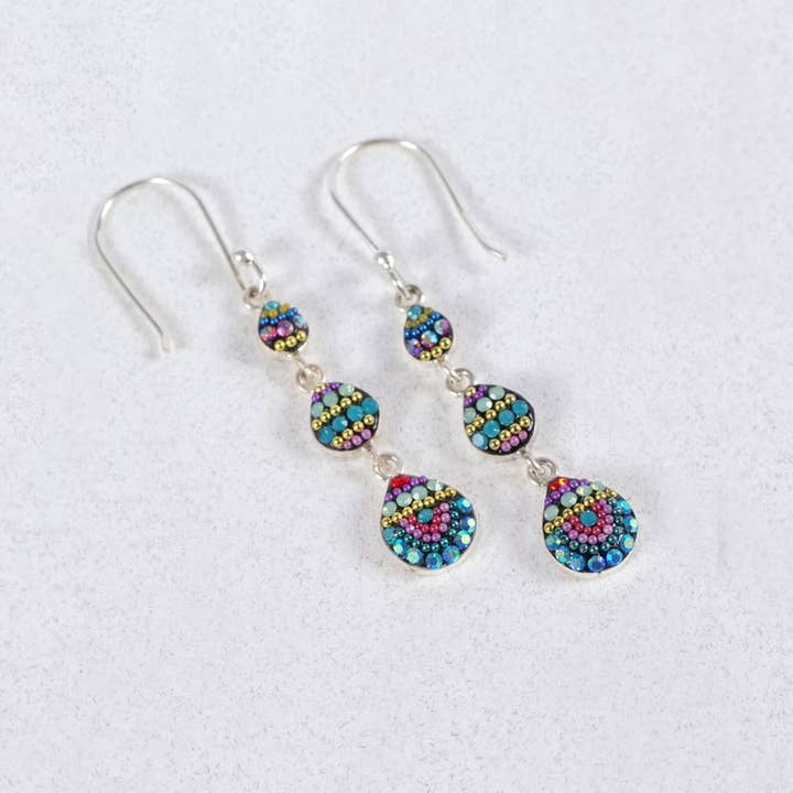 Sterling silver petite cascade earrings featuring dangling Austrian crystals in a linear drop silhouette.