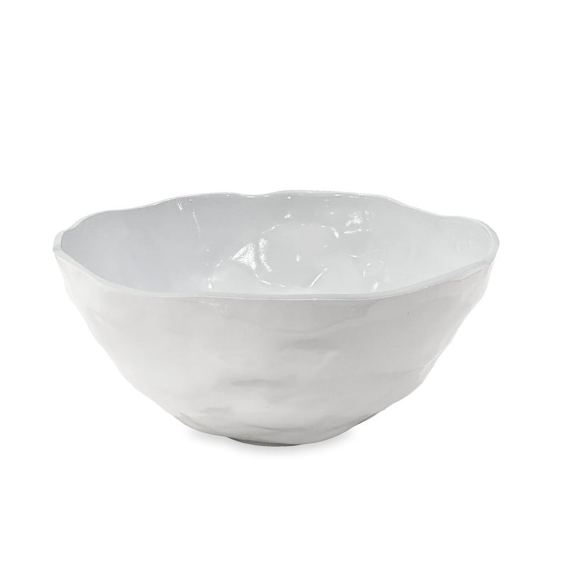 White melamine large deep round bowl with smooth curved sides