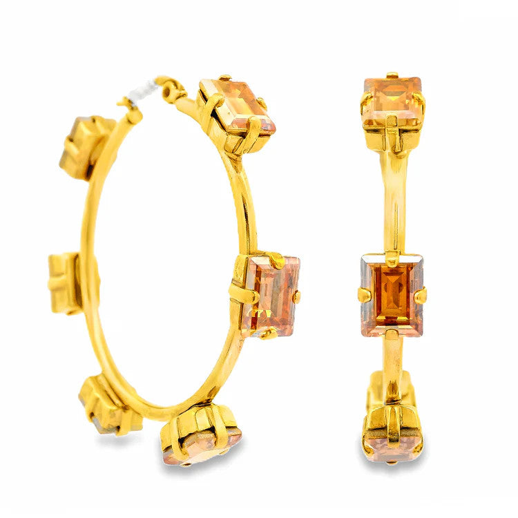 Antique gold Talia hoop earrings with a polished finish.