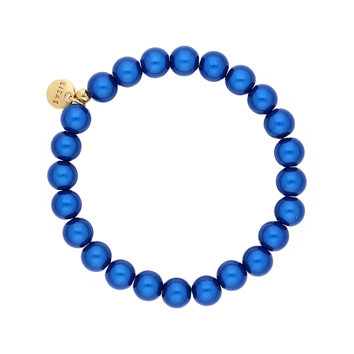 Roundville bracelet featuring a stretchy band with round Czech crystal beads in mixed colors.