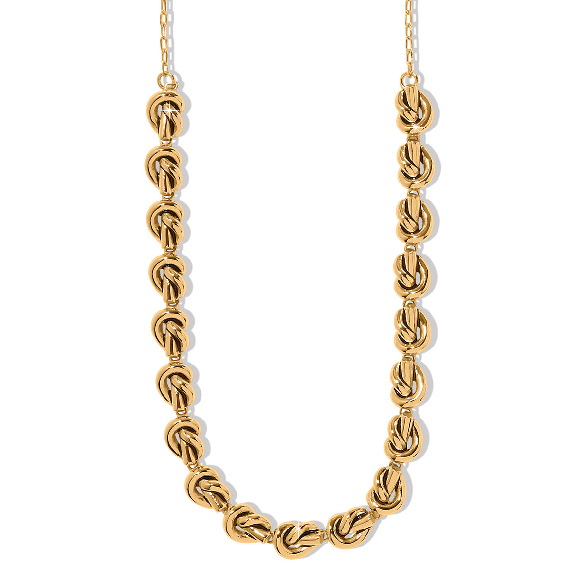 Gold plated single knot collar necklace with lobster claw closure