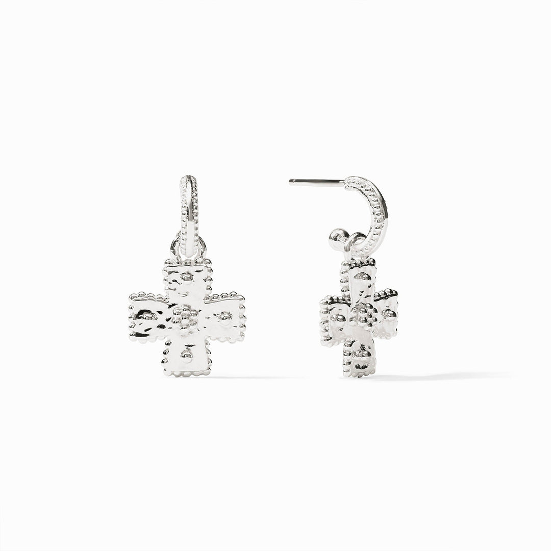 Julie Vos Malta Canterbury hoop earring with charm in pure silver plate featuring imported glass bead