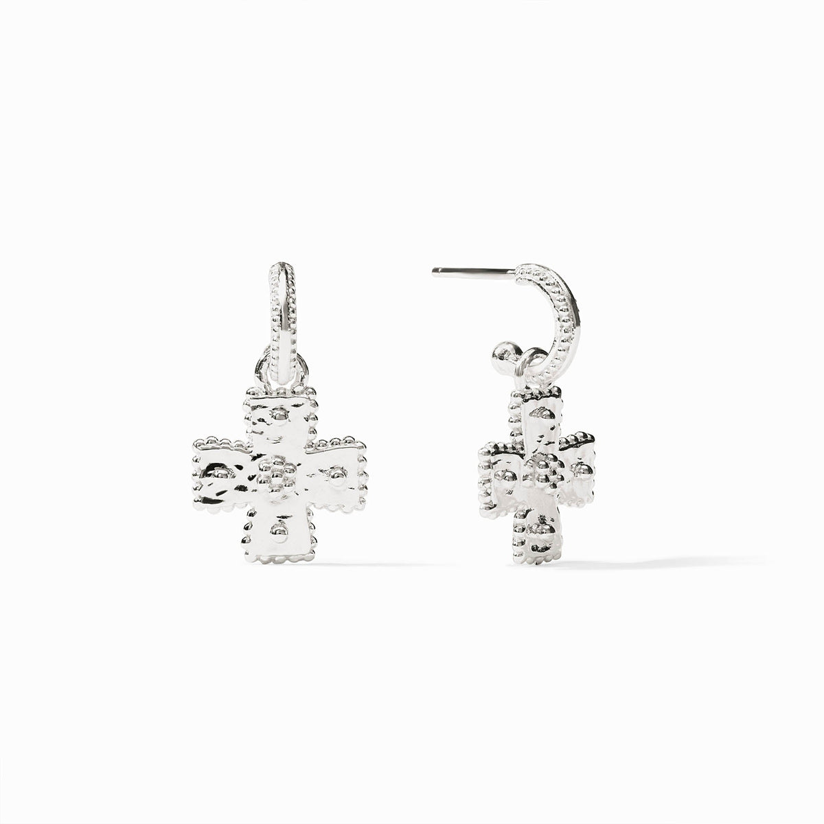 Julie Vos Malta Canterbury hoop earring with charm in pure silver plate featuring imported glass bead