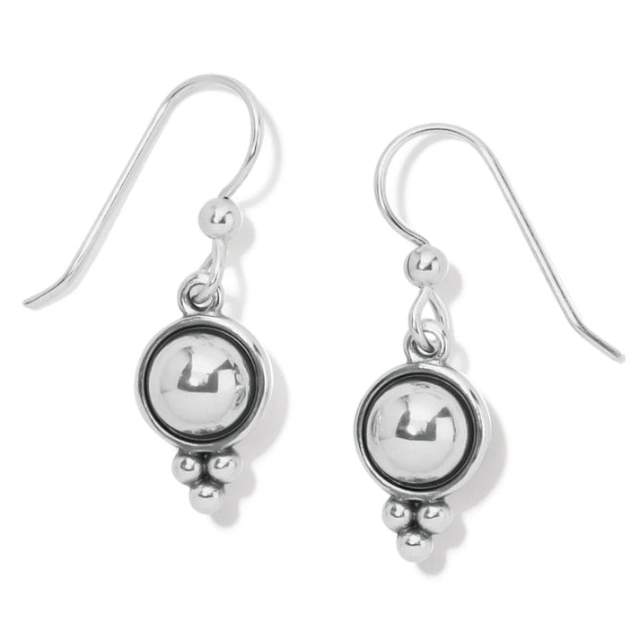 Silver plated Pretty Tough French Wire Earrings with a circular drop and beaded accents.