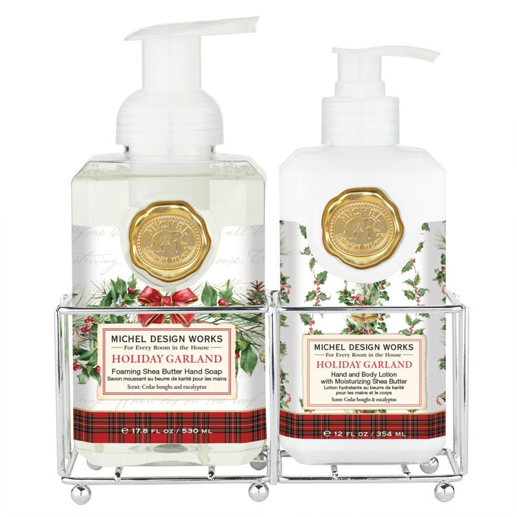 Foaming hand soap dispenser with lotion bottle in a caddy