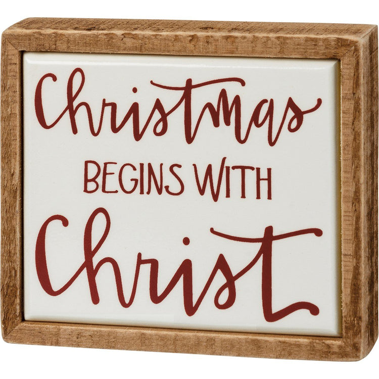 Wooden box sign mini with hand-lettered Believe sentiment in tile-like finish