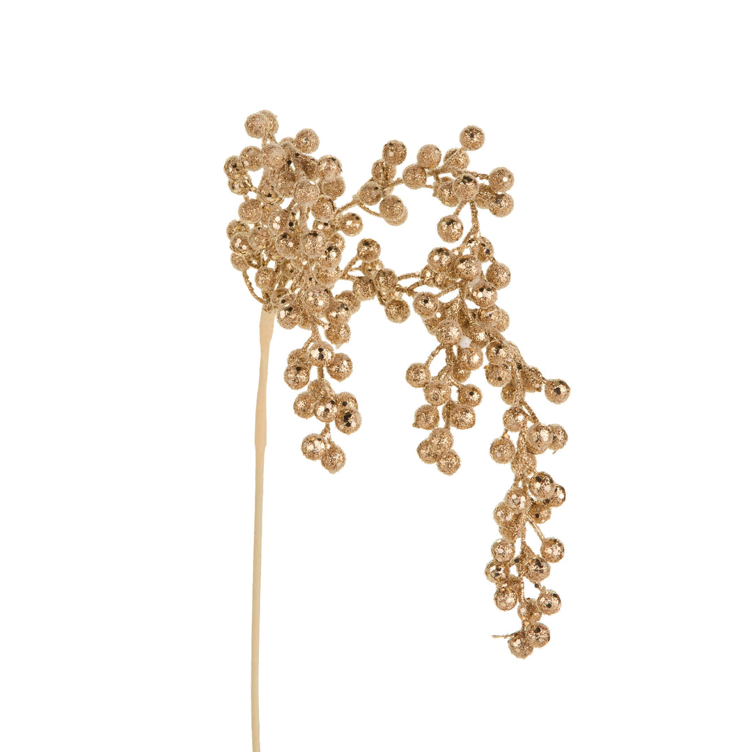 31-inch platinum glitter hanging berry spray with clusters of sparkling berries on a long stem.