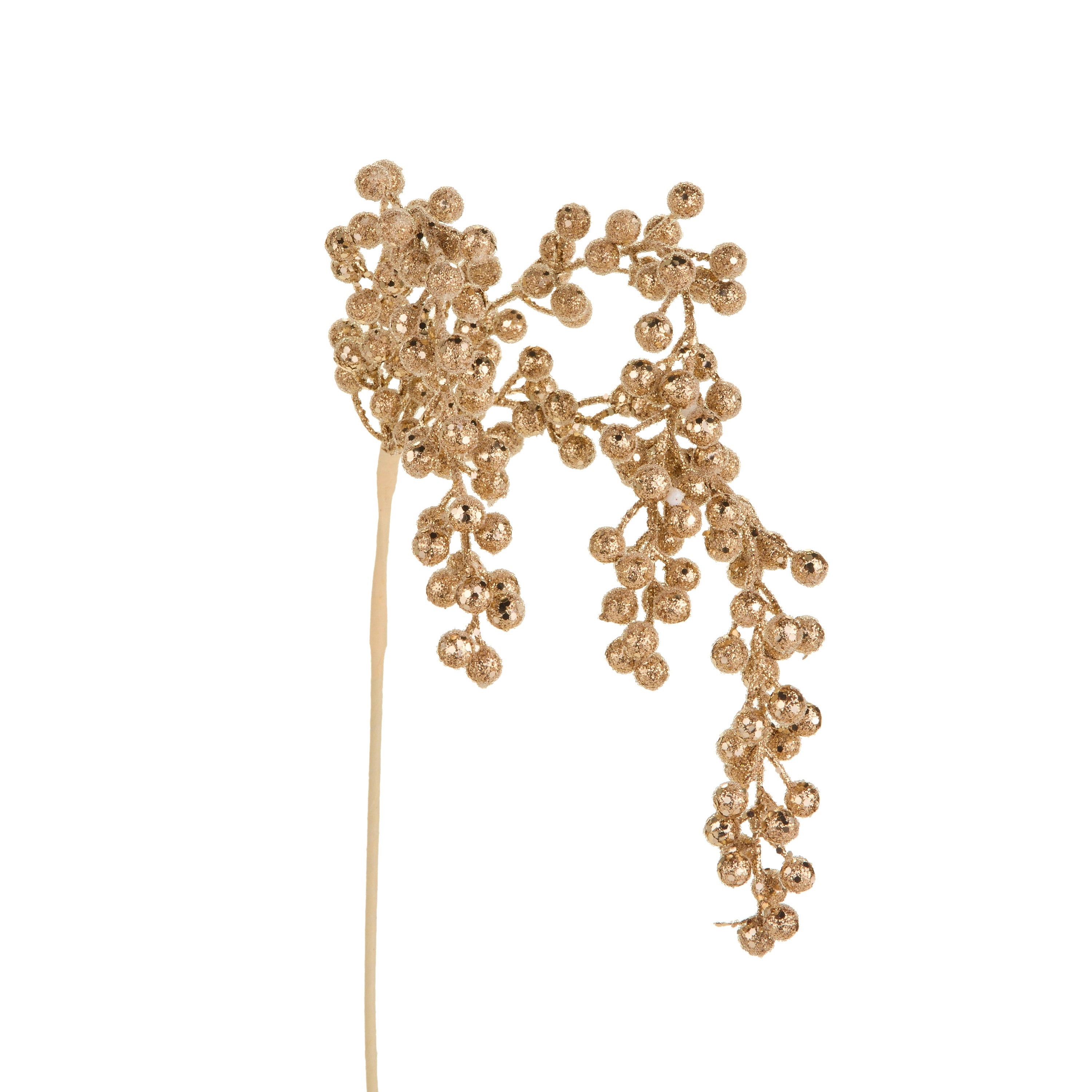 31-inch platinum glitter hanging berry spray with clusters of sparkling berries on a long stem.