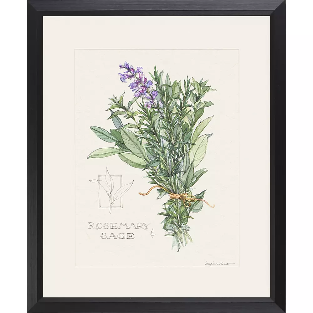 Matte white natural herbs framed in ribbed antique gold.