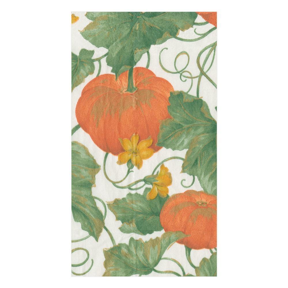 Triple-ply paper guest towel with water-soluble printed pattern in neutral tones.