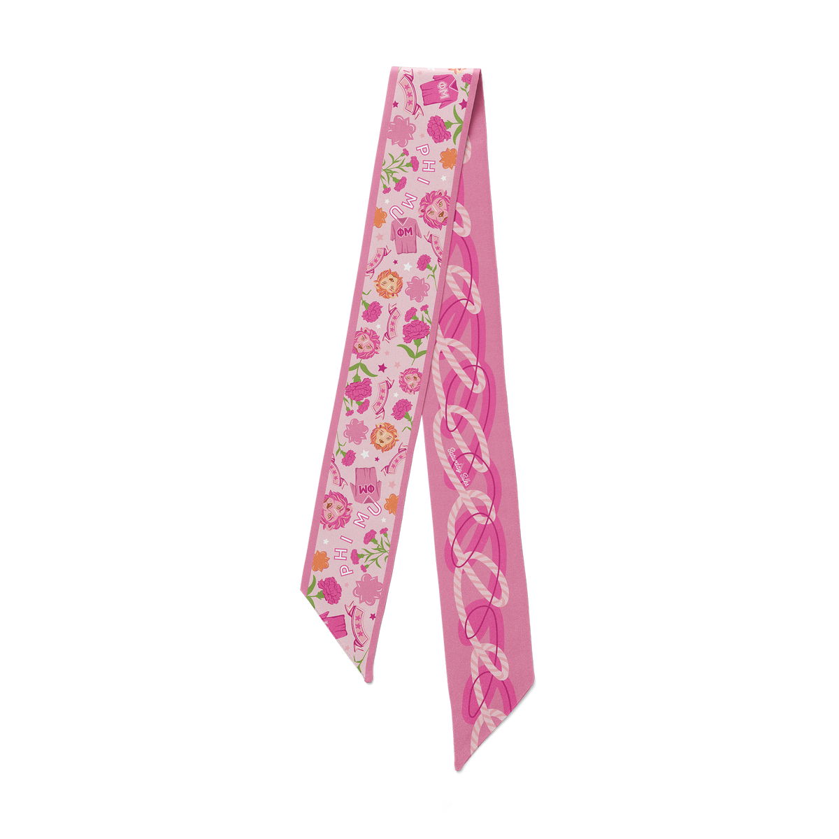 Skinny silk twill scarf in natural tone with a slim rectangular shape.