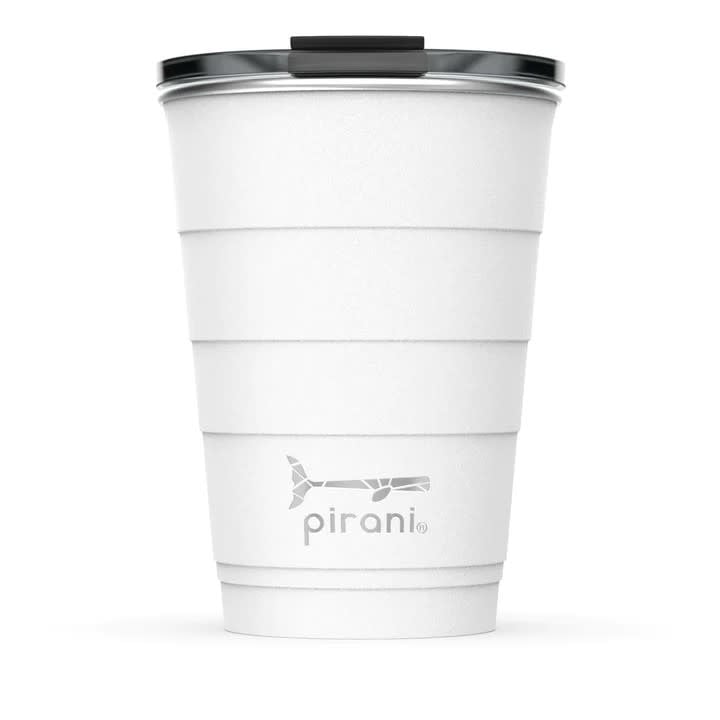 Stackable stainless steel tumbler with powder coat finish in dark color