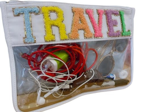 Clear nylon pouch with a transparent front revealing the item inside.
