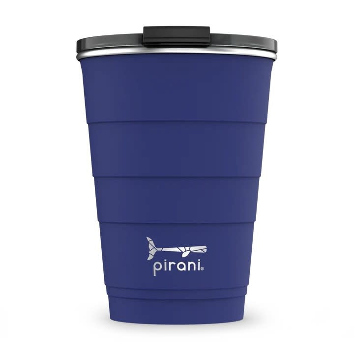 Stackable stainless steel tumbler with powder coat finish in black