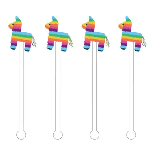 Clear acrylic stir sticks shaped like baby girl storks with pastel pink accents.