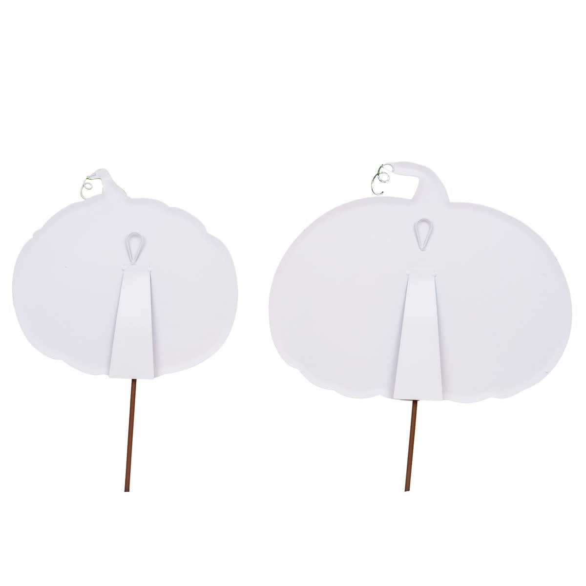 Metal pink and orange pumpkin decor with a festive seasonal silhouette.