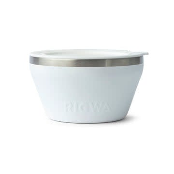 White stainless steel insulated bowl with spill-proof lid