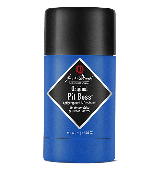 Pit Boss Antiperspirant stick with All-Over scent in a white roll-up tube.