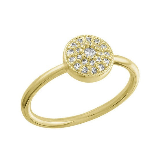 Gold layered ring with round cubic zirconia stones