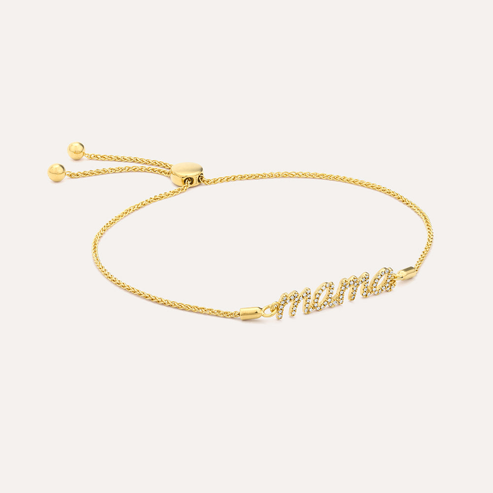 Adjustable bolo chain bracelet in gold-plated sterling silver with a diamond weight accent and adjustable closure.