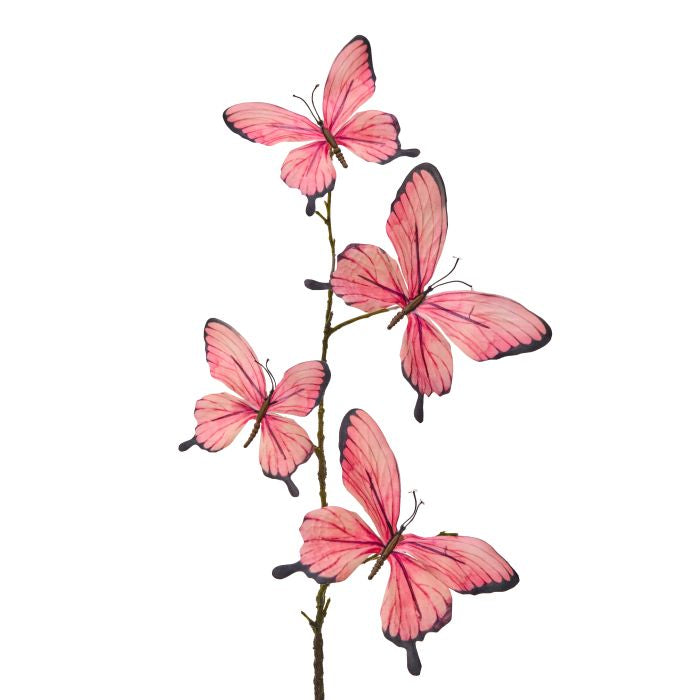 32-inch black butterfly spray wall decal with four winged silhouettes in a decorative arrangement.