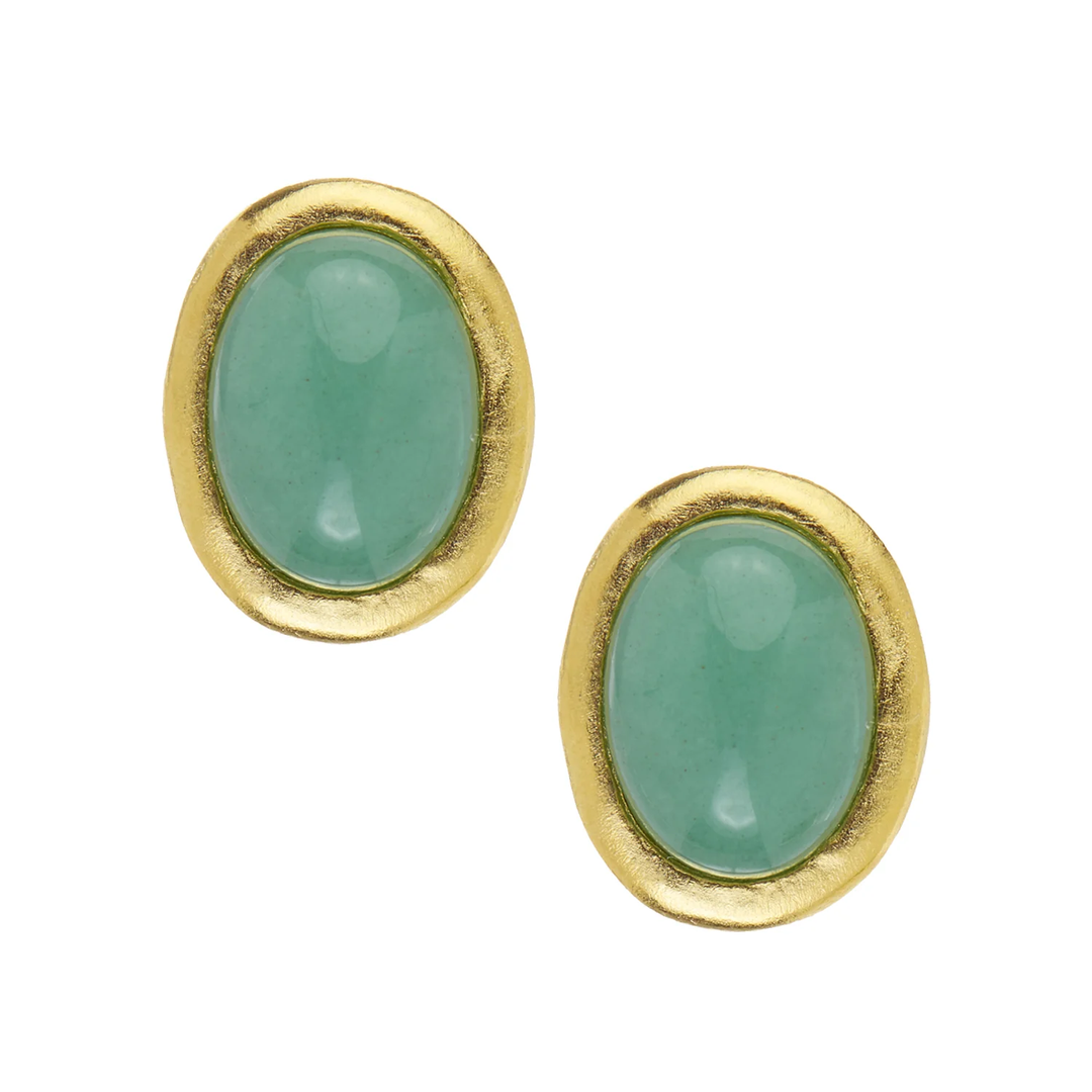 Caroline Studs earring with a richly-colored genuine stone cabochon in a triple-plated gold setting.