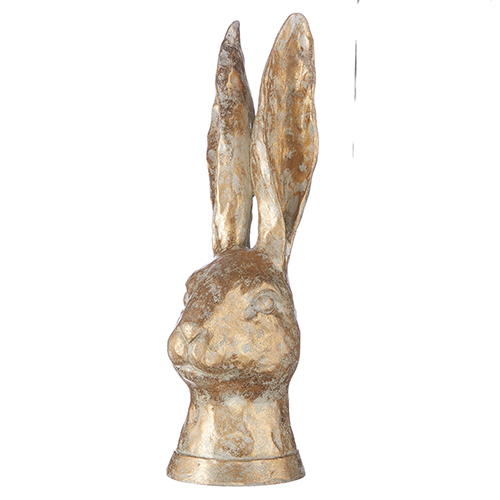 13.5" Distressed Gold Leaf Rabbit Bust
