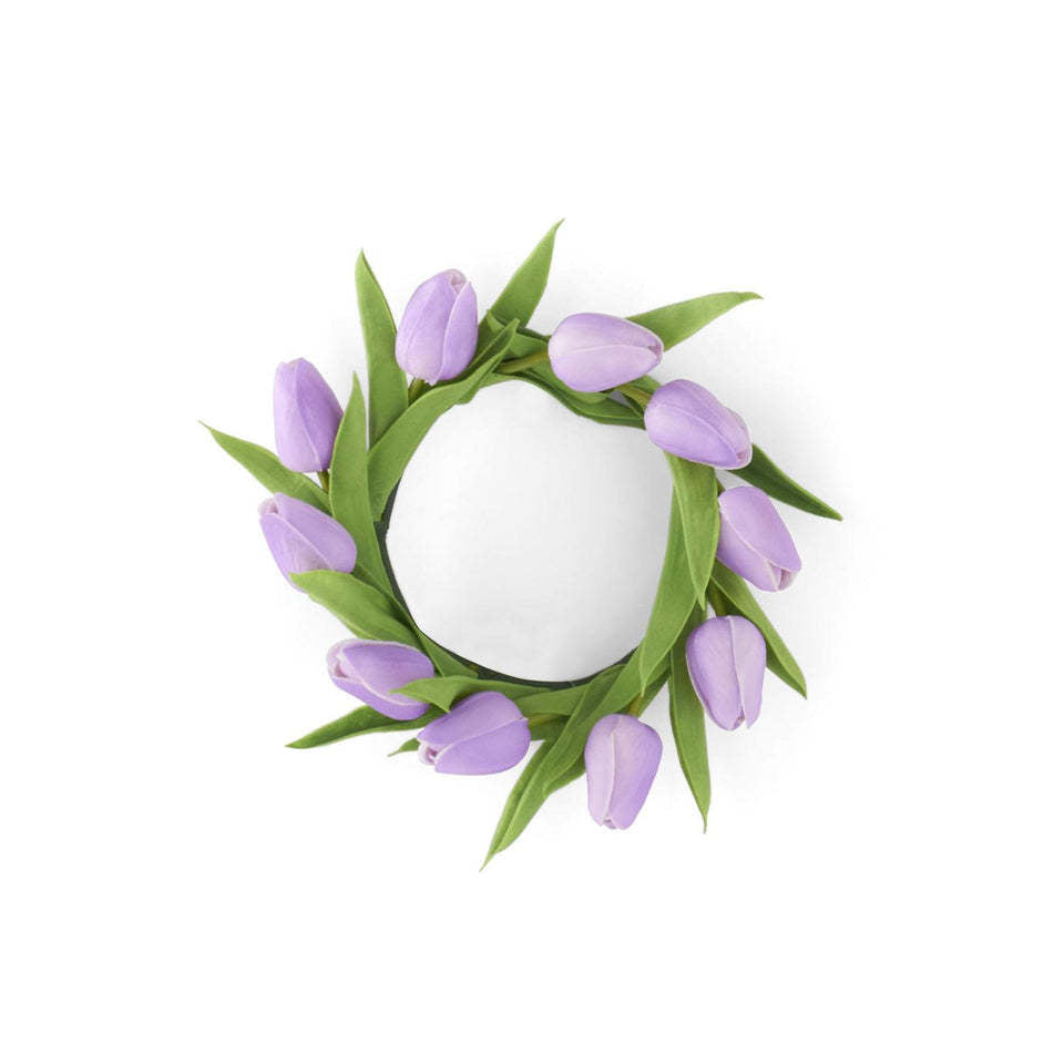 Mini tulip-shaped candle ring in PU leather with a realistic texture.
