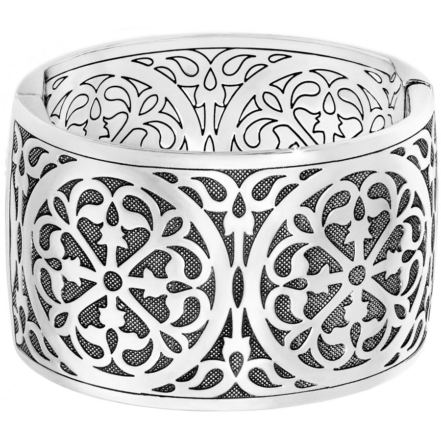 Silver plated Ferrara hinged bangle bracelet with magnetic closure